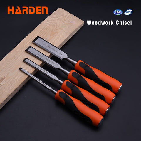 Ruwag | Harden | 4 Piece Orange Black Handle Wood Chisel Set