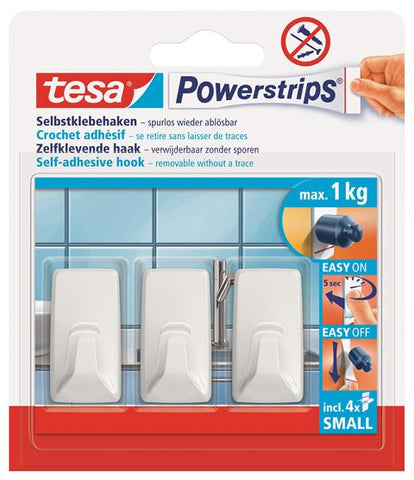 tesa® Powerstrips Hooks S Rectangular White