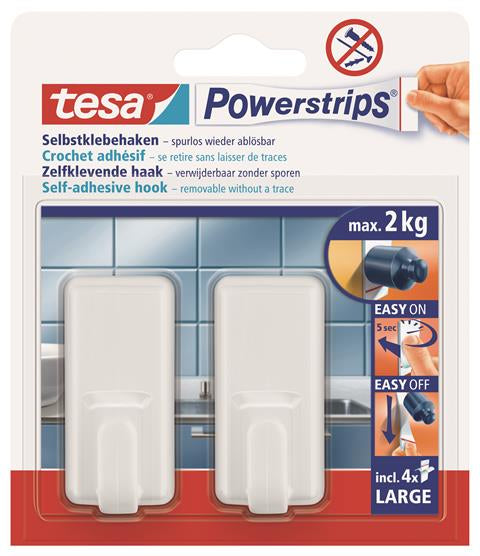 ▷ Classic small hooks with adhesive Tesa Powerstrips white box of 6  blisters of 3 hooks each