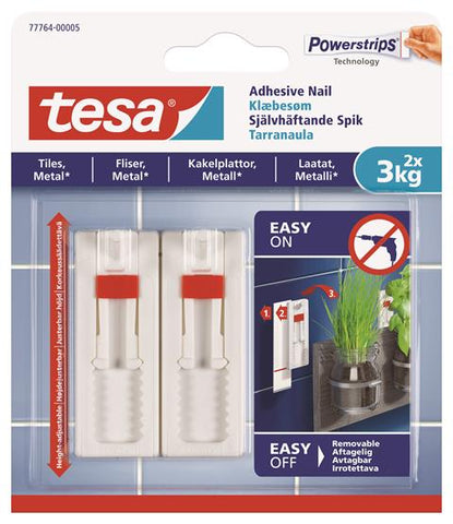 tesa® Adjustable Adhesive Nail for Tiles & Metal 3 kg