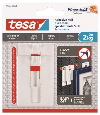 tesa® Adjustable Adhesive Nail for Wallpaper & Plaster 2 kg